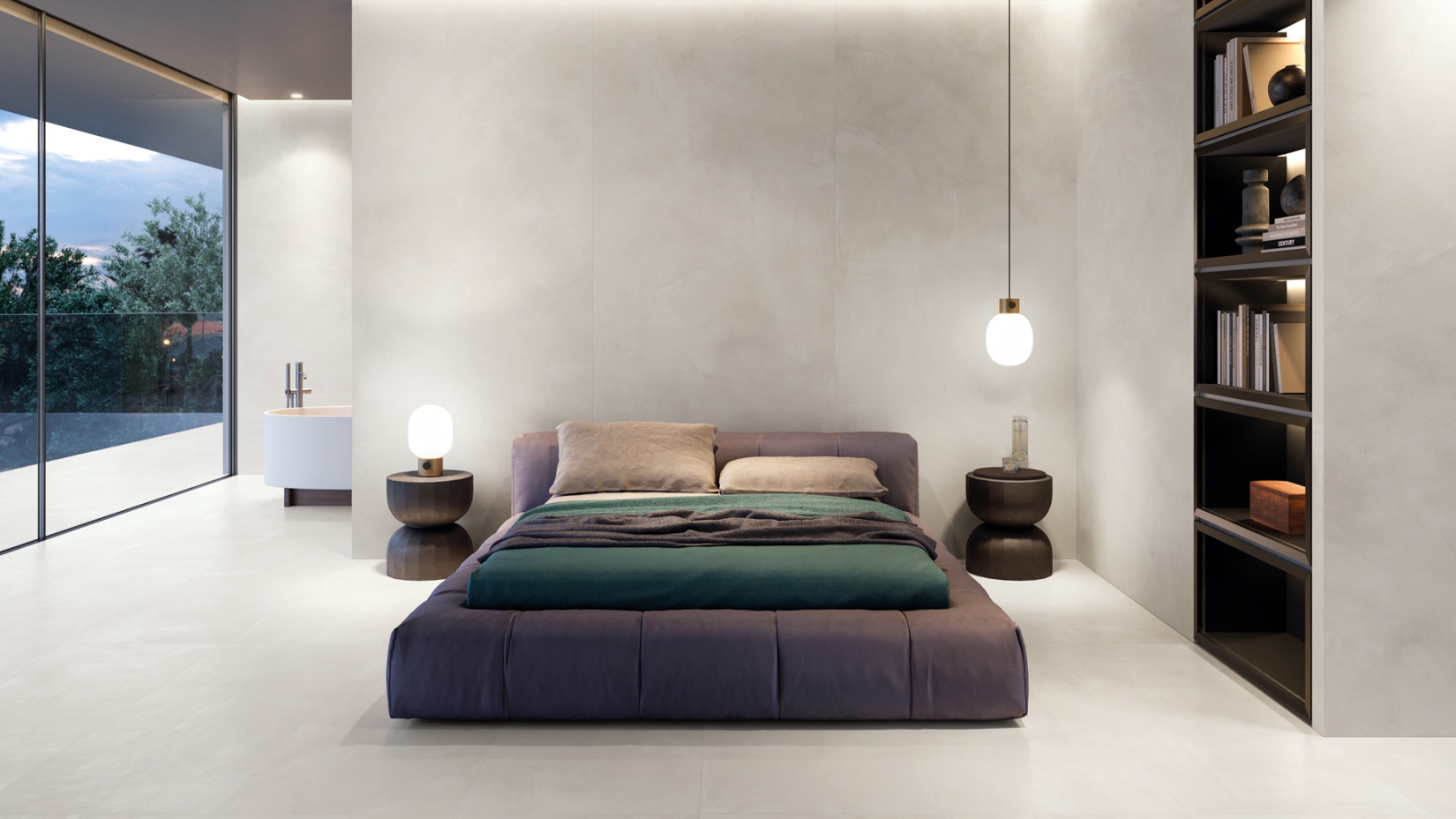 Белая напольная плитка под бетон, Россия