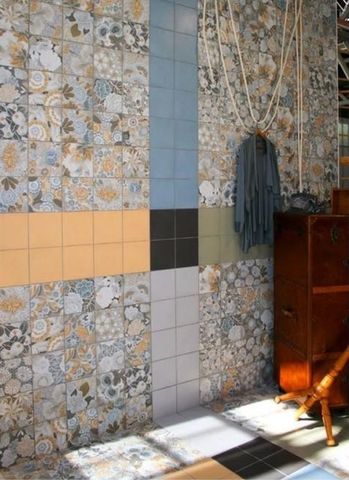 Матовая плитка 20х20 см для ванной с 8 оттенками с декорами