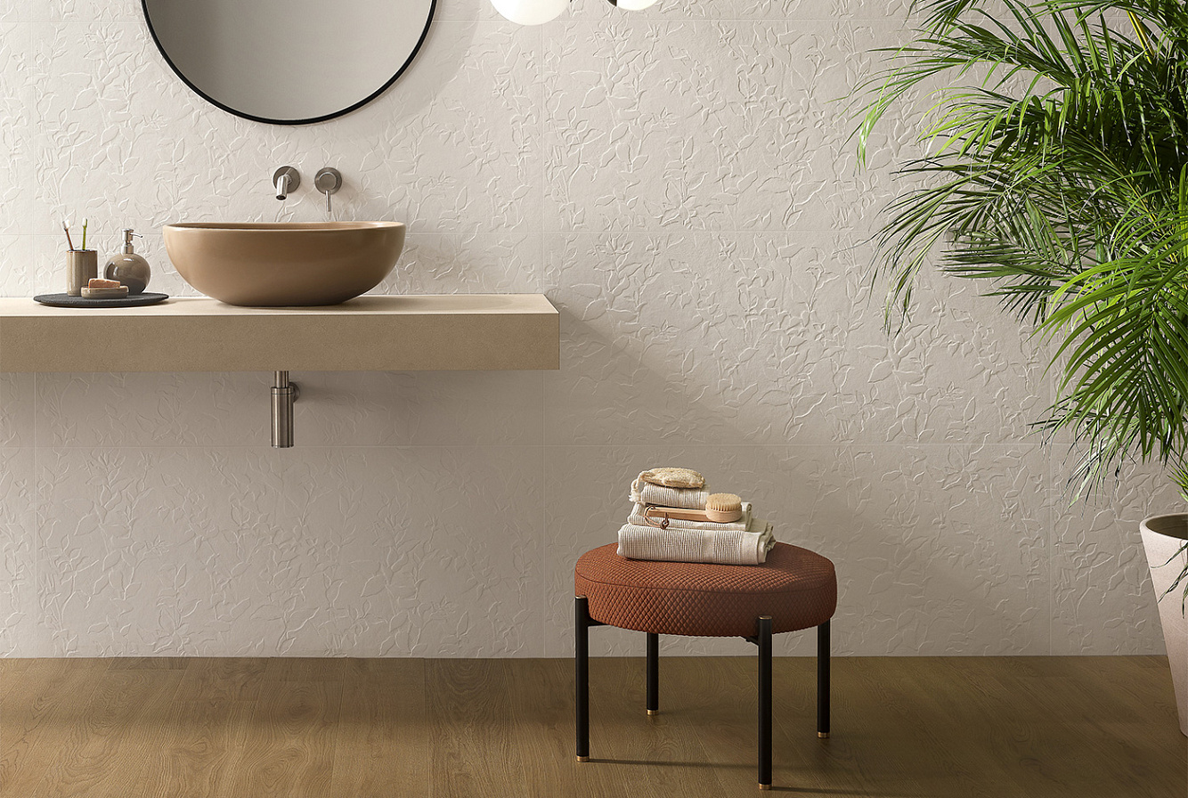 Современная плитка с трехмерным рельефом для ванной