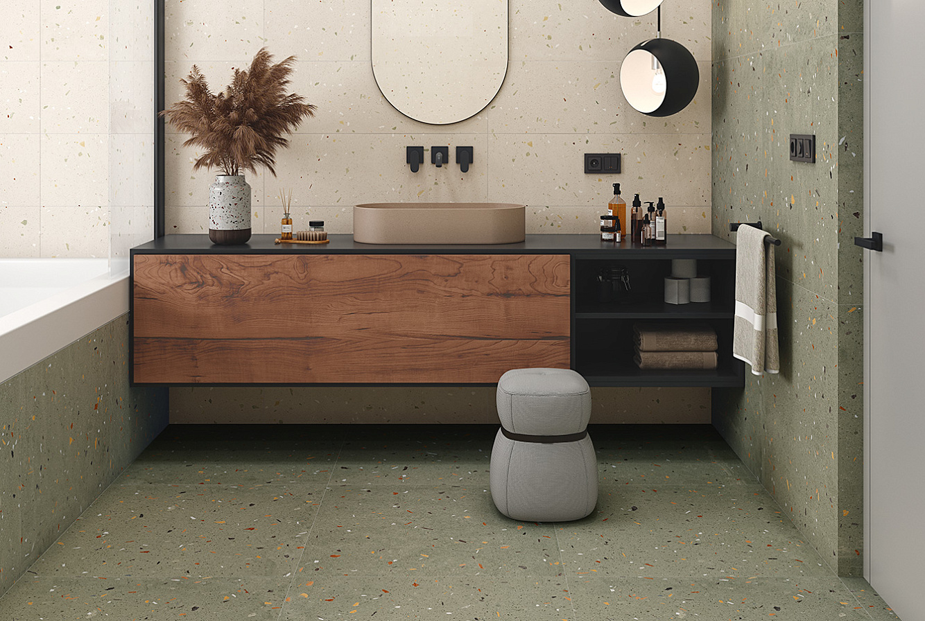 Плитка под бетон с эффектом терраццо