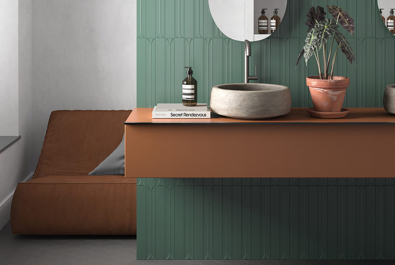 Плитка в ванную комнату с выпуклым рисунком