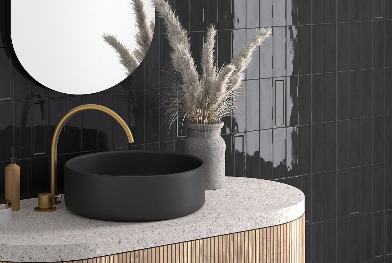 Черная плитка под кирпич