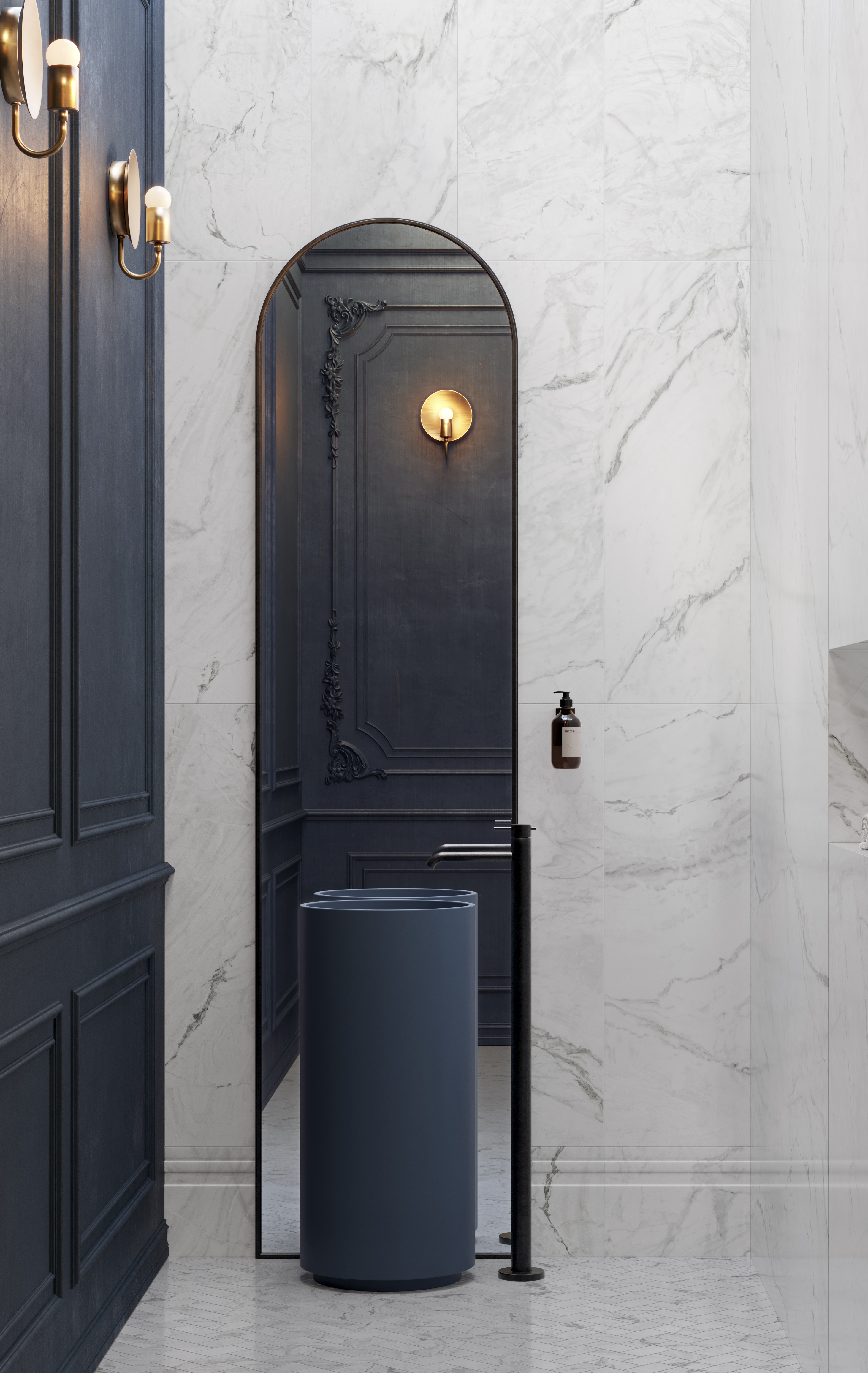 Настенная плитка под белый мрамор для маленькой ванной комнаты