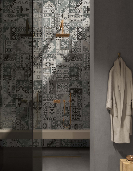 Черно-белая плитка под ковер