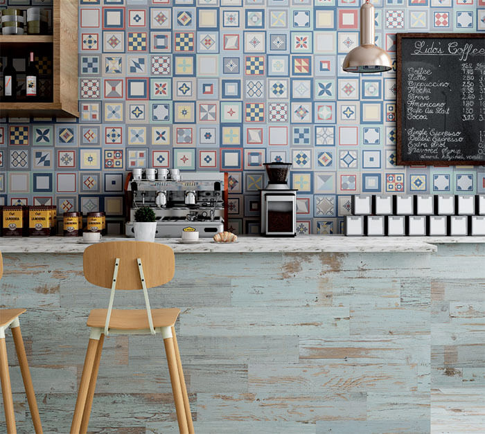 Плитка под дерево Tribeca Gayafores в сочетании с пэчворком Grenier