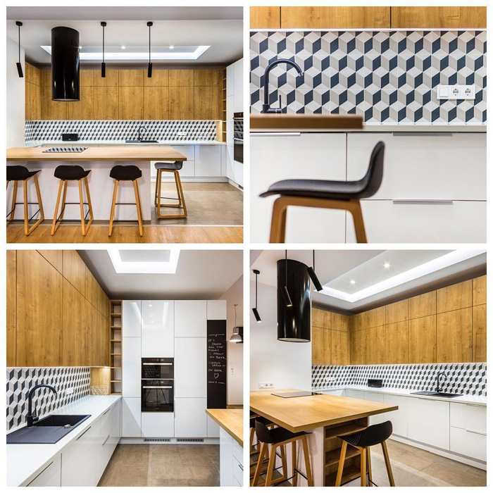 Черно-белая плитка с оптическим эффектом кубы