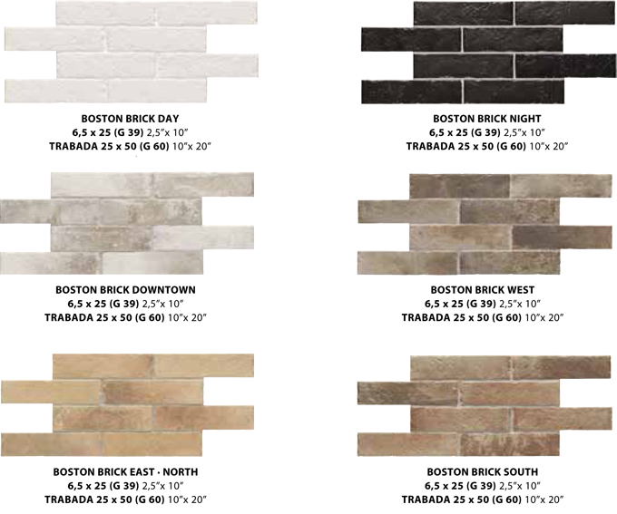Цвета плитки Natucer Boston Brick