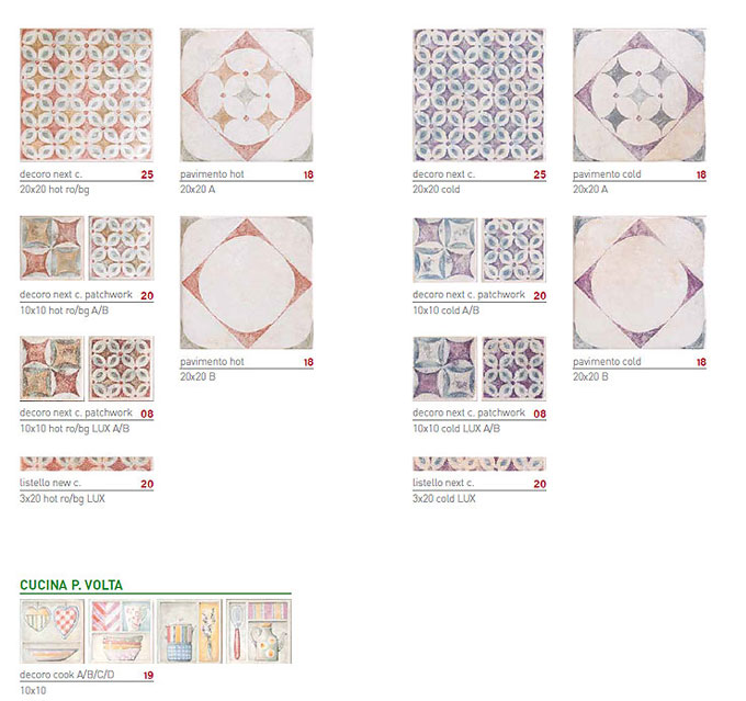 декоры Pietra di Volta decoro next и decoro pachwork hot и cold