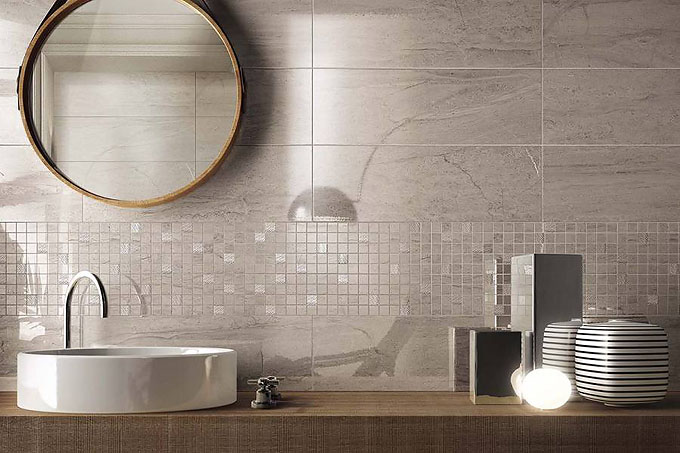 Серый цвет плитки в ванной кмнате. Atlas Concord