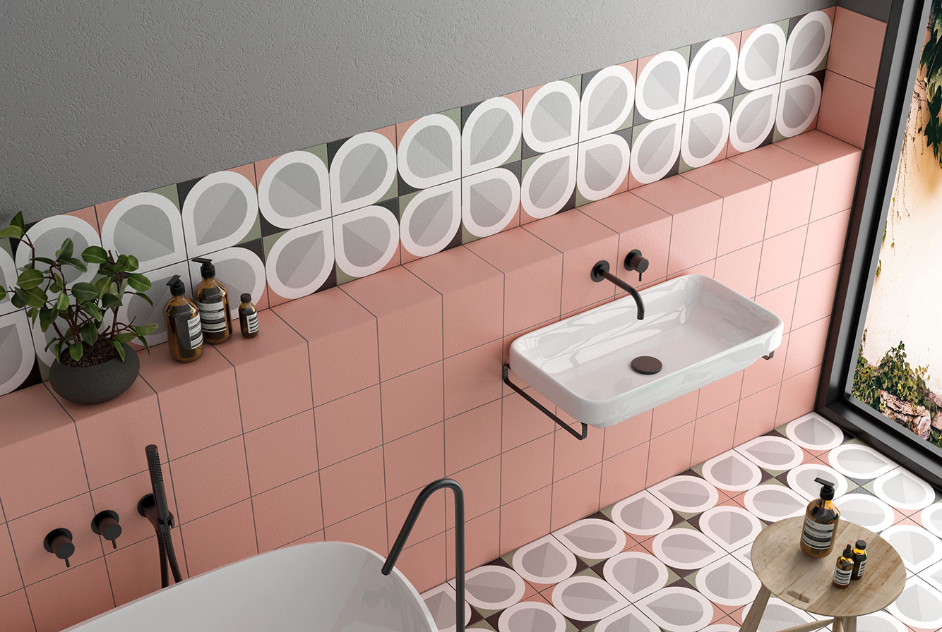 Розовая плитка 20х20 см для пола и стен