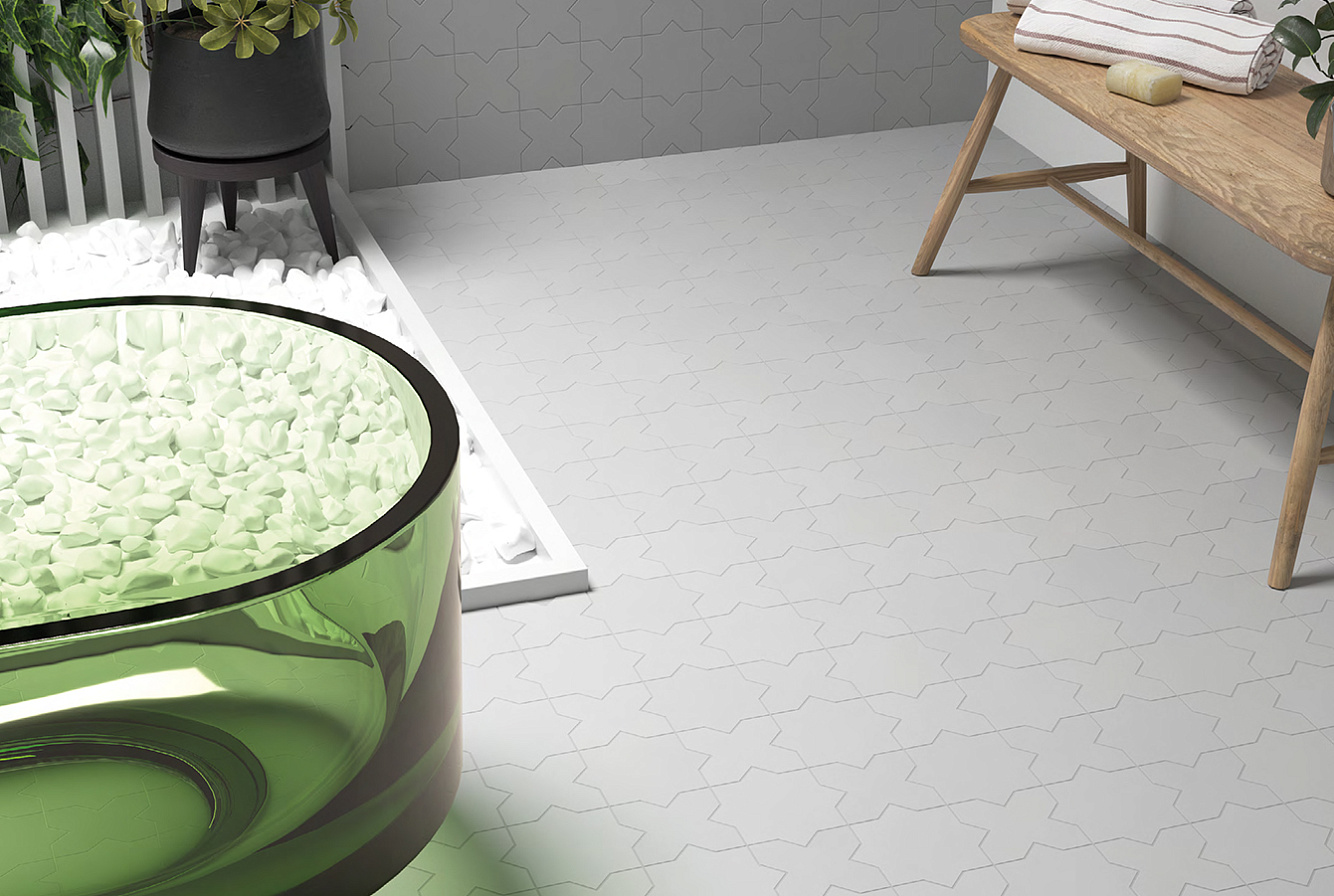 Плитка белого цвета необычной формы