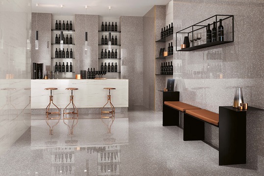 Жемчужный бесшовный керамогранит крупного размера