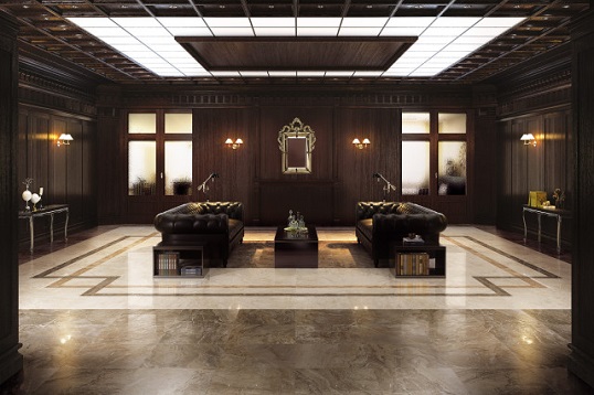 Коричневая плитка под полированный камень в английском стиле