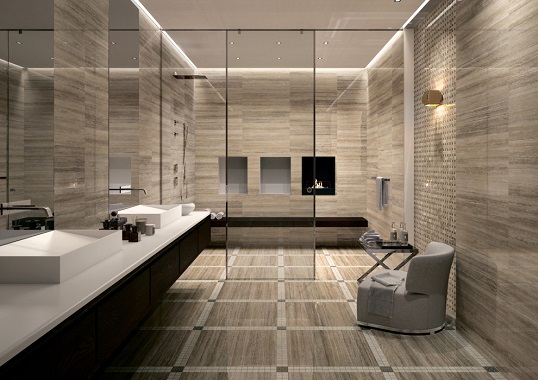 Коричневая плитка под травертин для пола, Россия