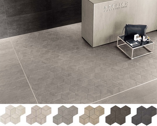 Мозаика из керамогранита в виде объемных трехмерных фигур