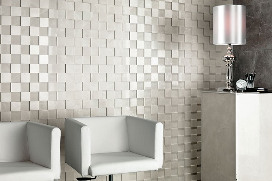 Объемная мозаика из керамогранита с фактурой мрамора