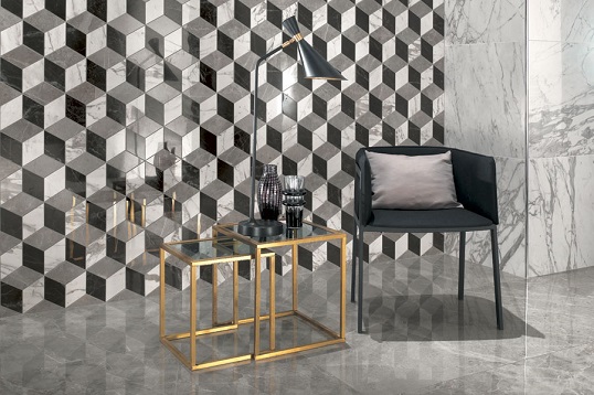 Мозаика из керамогранита для пола и стен с эффектом 3D объема