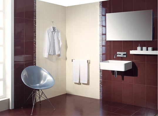 Плитка шоколадного цвета в популярном размере для ванной