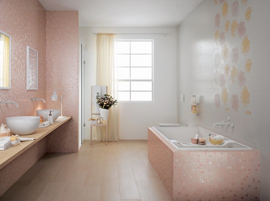 Плитка для ванной с атмосферой нежной романтики