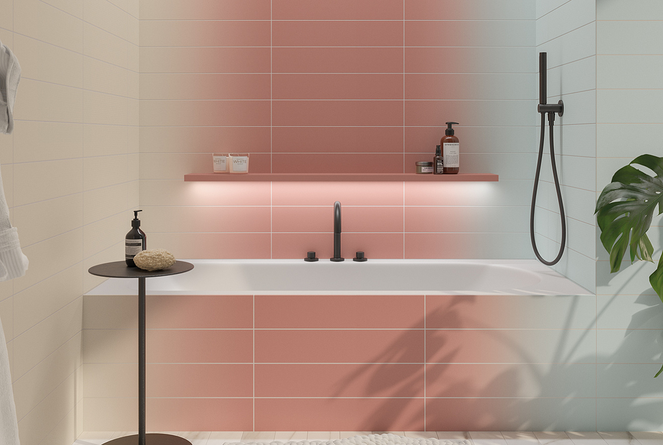 Плитка с модным дизайном с градиентом в нежных оттенках