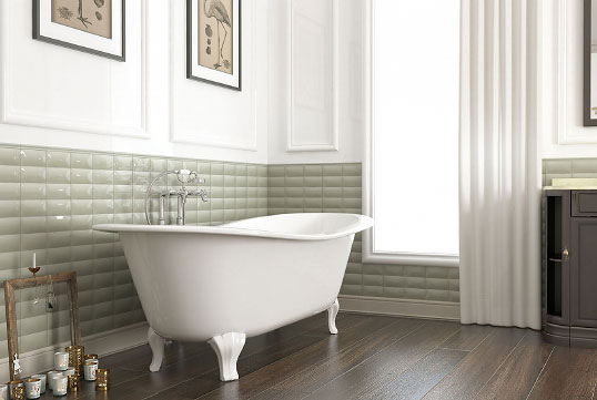 Светло-зеленая плитка для ванной
